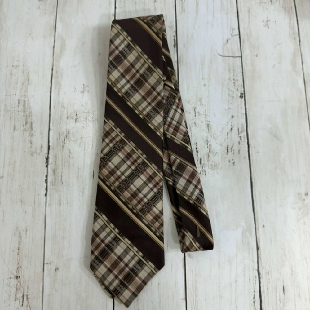 Oleg‎ Cassini by Burma Men's Vintage Brown Plaid Necktie